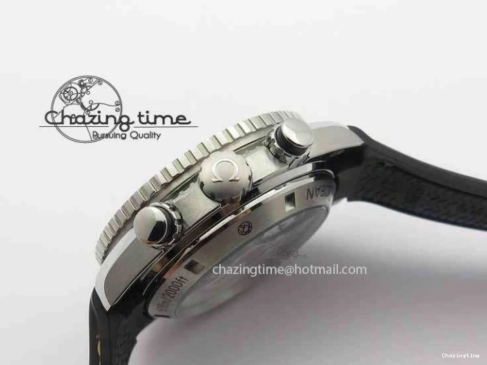 0429 Planet Ocean Master Chrono 45mm SS OM 1:1 Best Edition Black Dial Orange 12 On Rubber Strap A Durable 8169